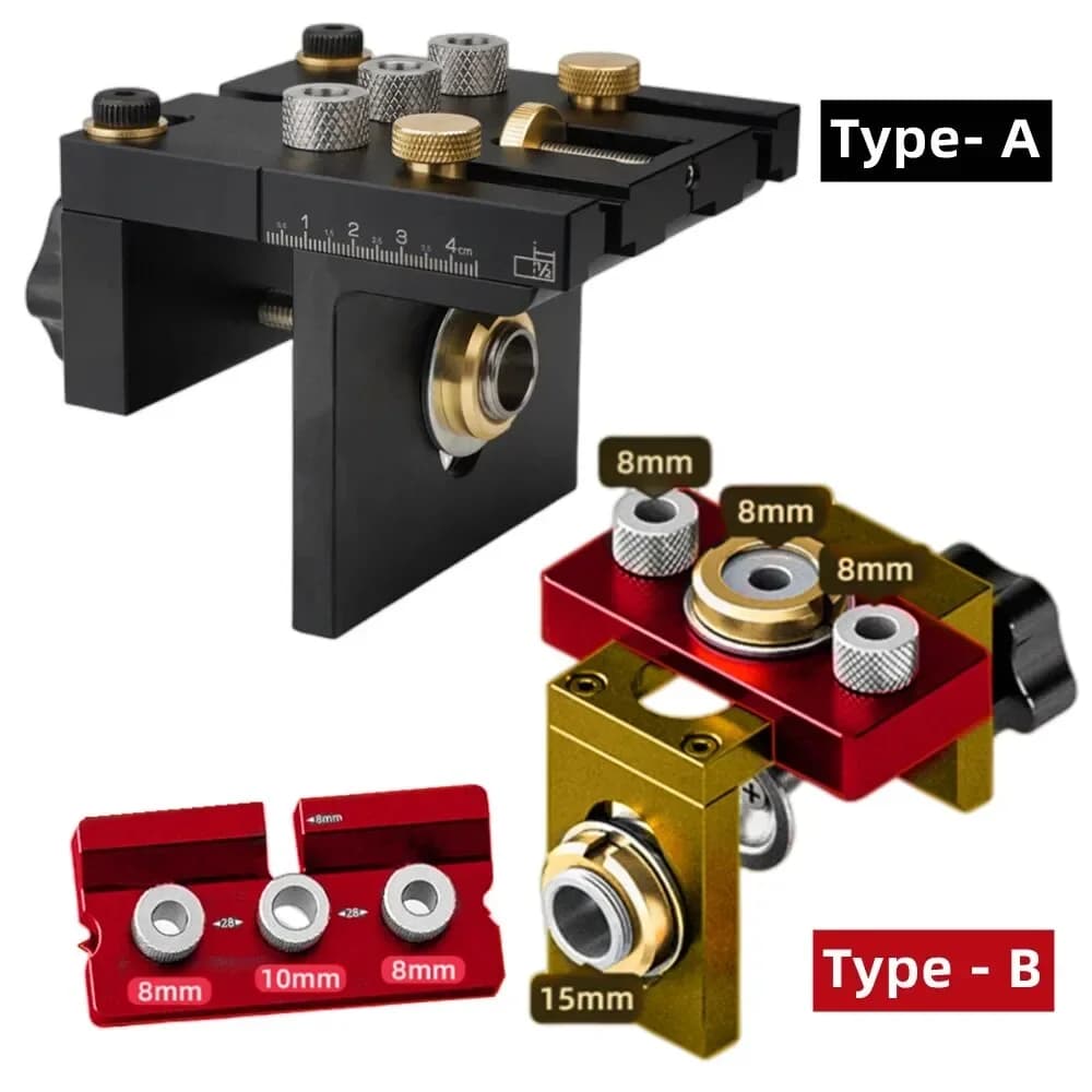 Justerbart 3-i-1 dowel jig sett for treskjøter