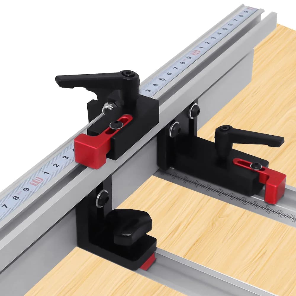 Aluminium mitertrack-flipstopper for benke T-spår