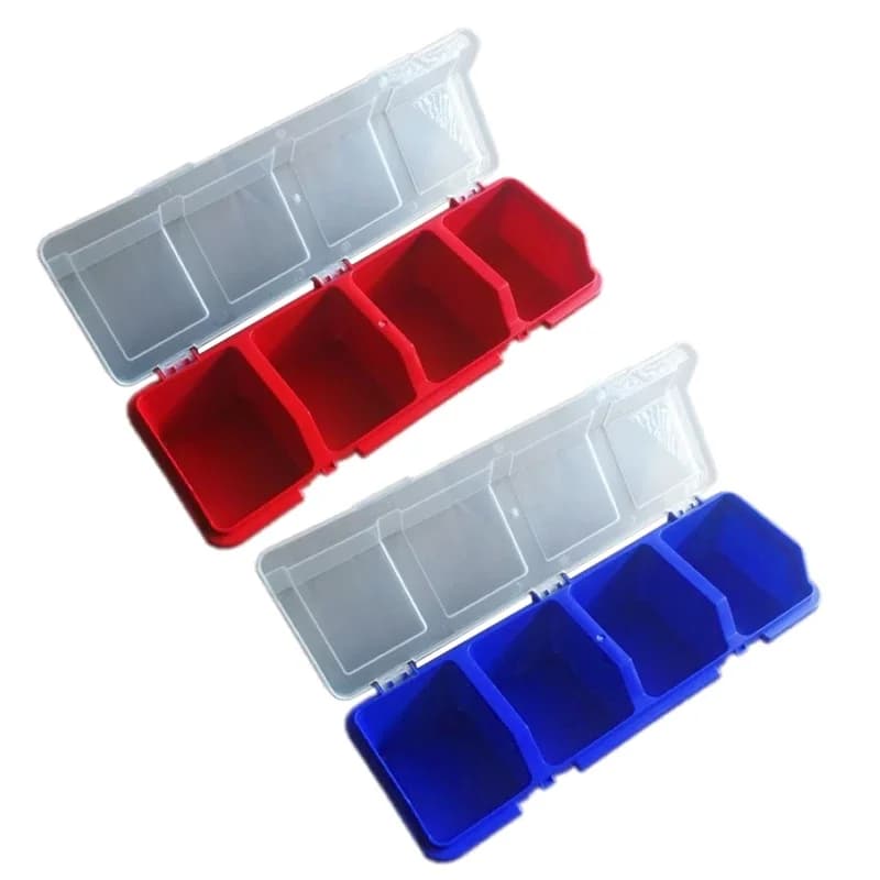 Plastisk oppbevaringsboks med lokk for skruer og beslag