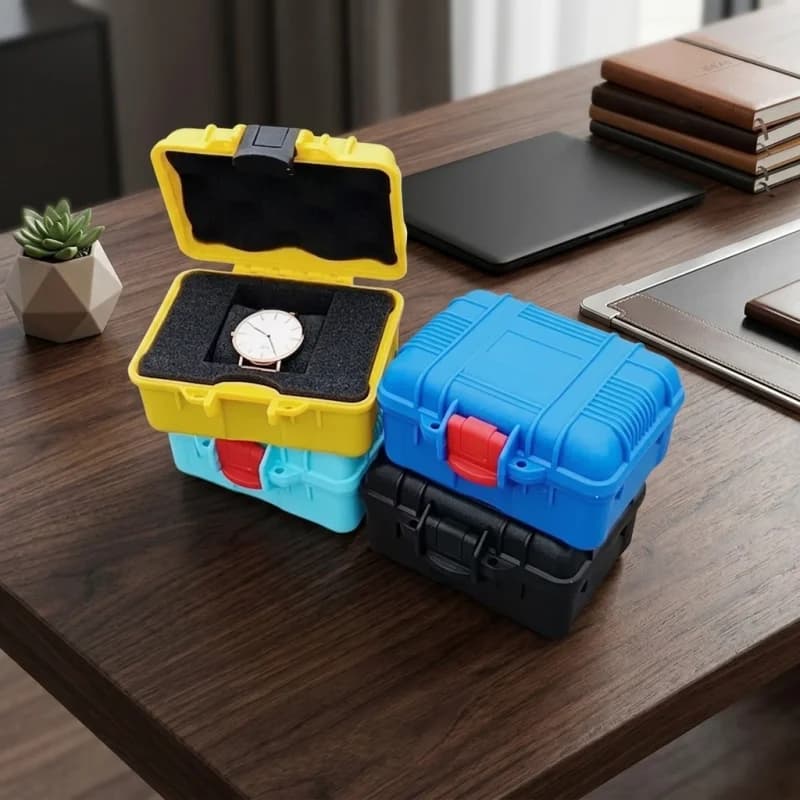 Bærbar mini plastverktøykasse med skum, 125x112x70mm
