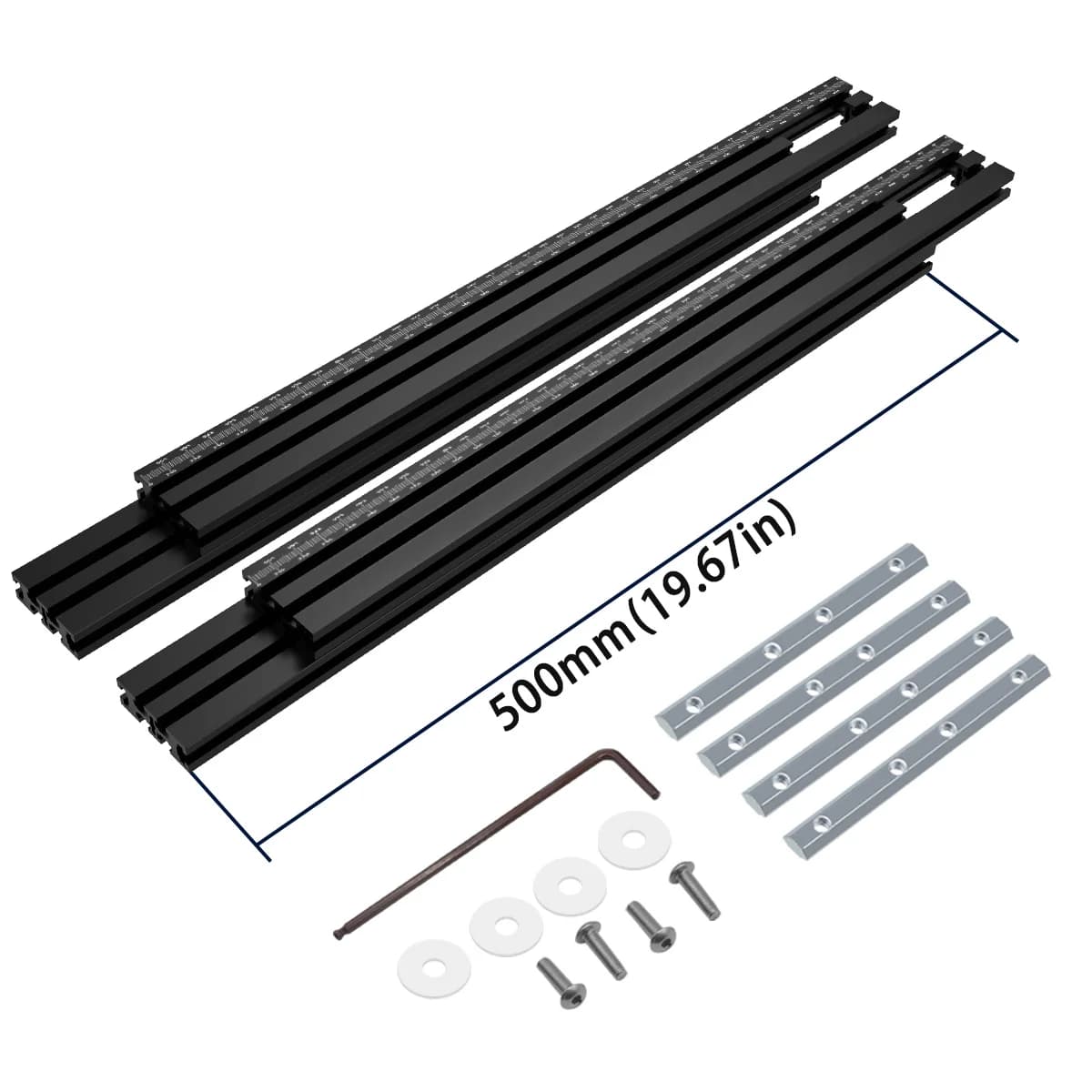 Justerbar styreskinne-brakett for kantfræser (trebearbeidning)