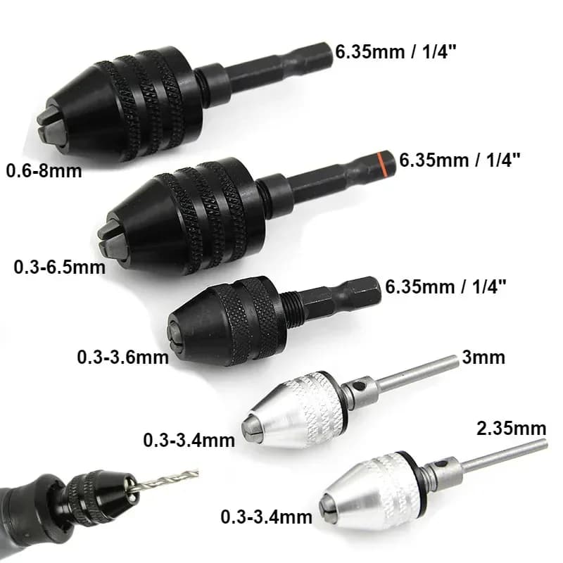Mini borehode med hurtigskifte, 0,3–8,0 mm