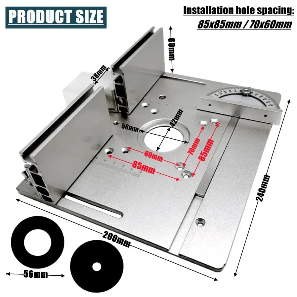 Aluminium innleggplate for friserbord med gjærgeit