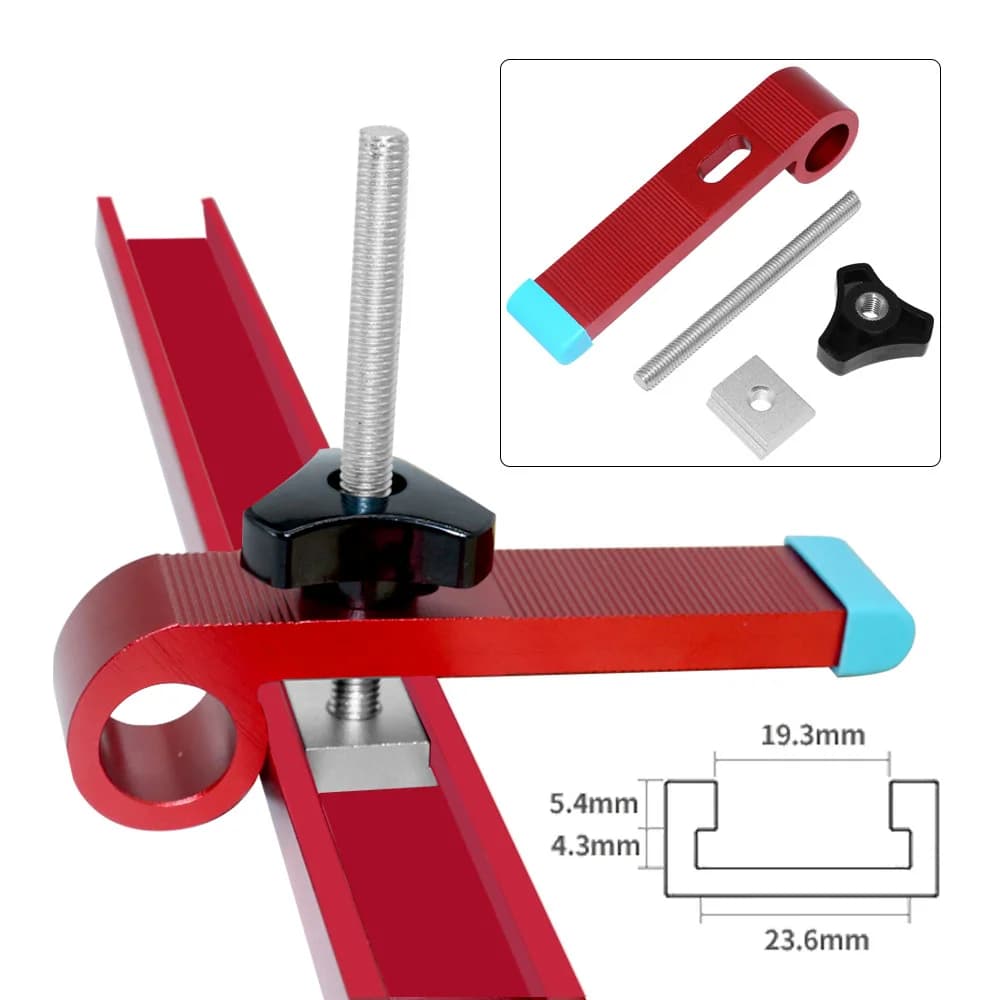 Universell T-sporesklemme i aluminium