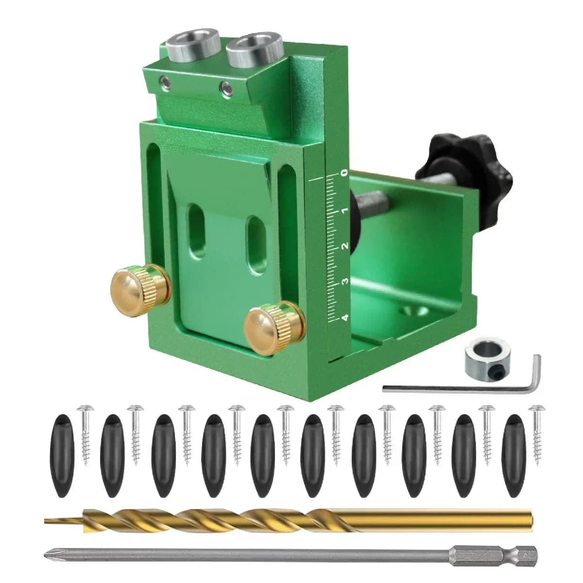 Vinkelrett hullguide-jig for lommebor med klemmer