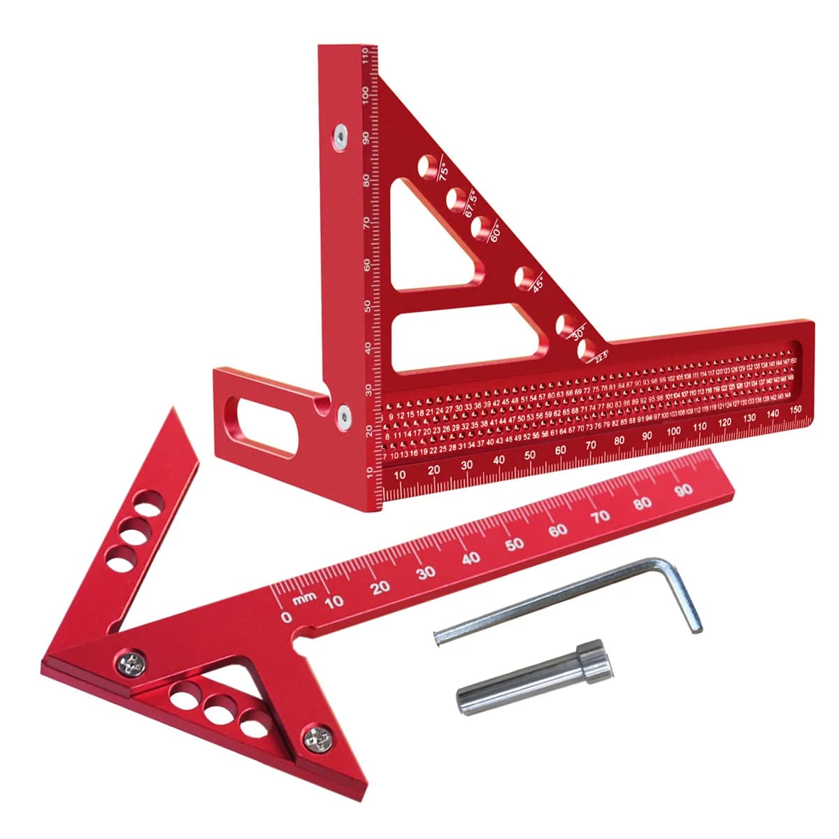 2-pk metrisk trekantslineal og spiss for trearbeiding
