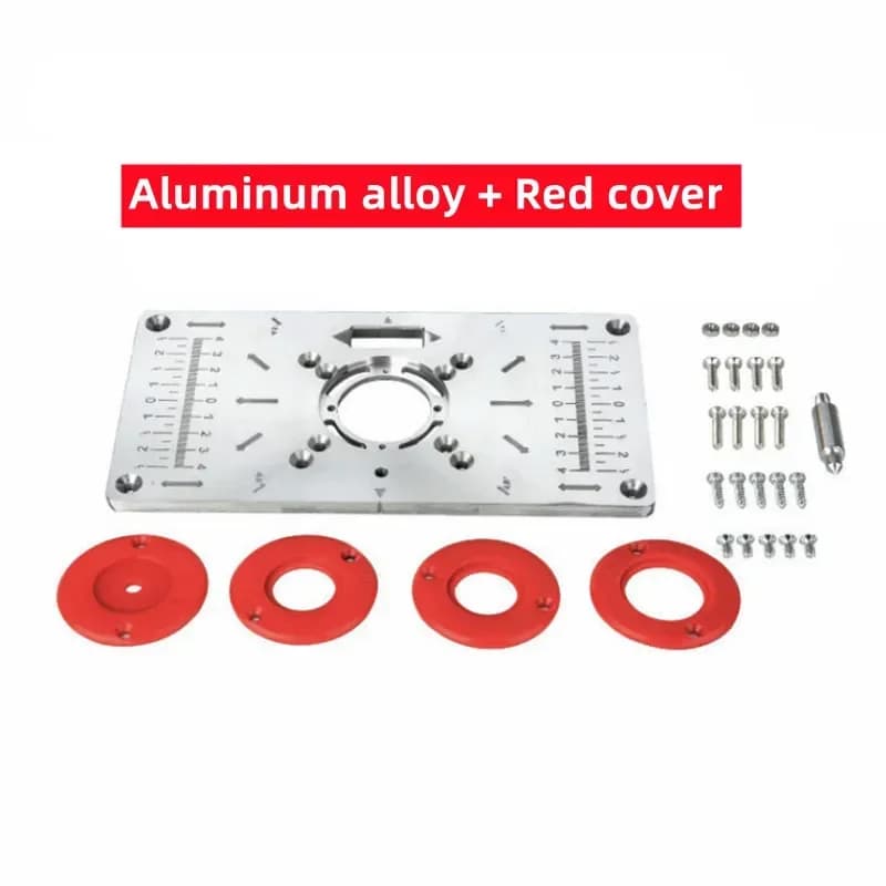 Innleggplate i aluminium for routerbord med ringer