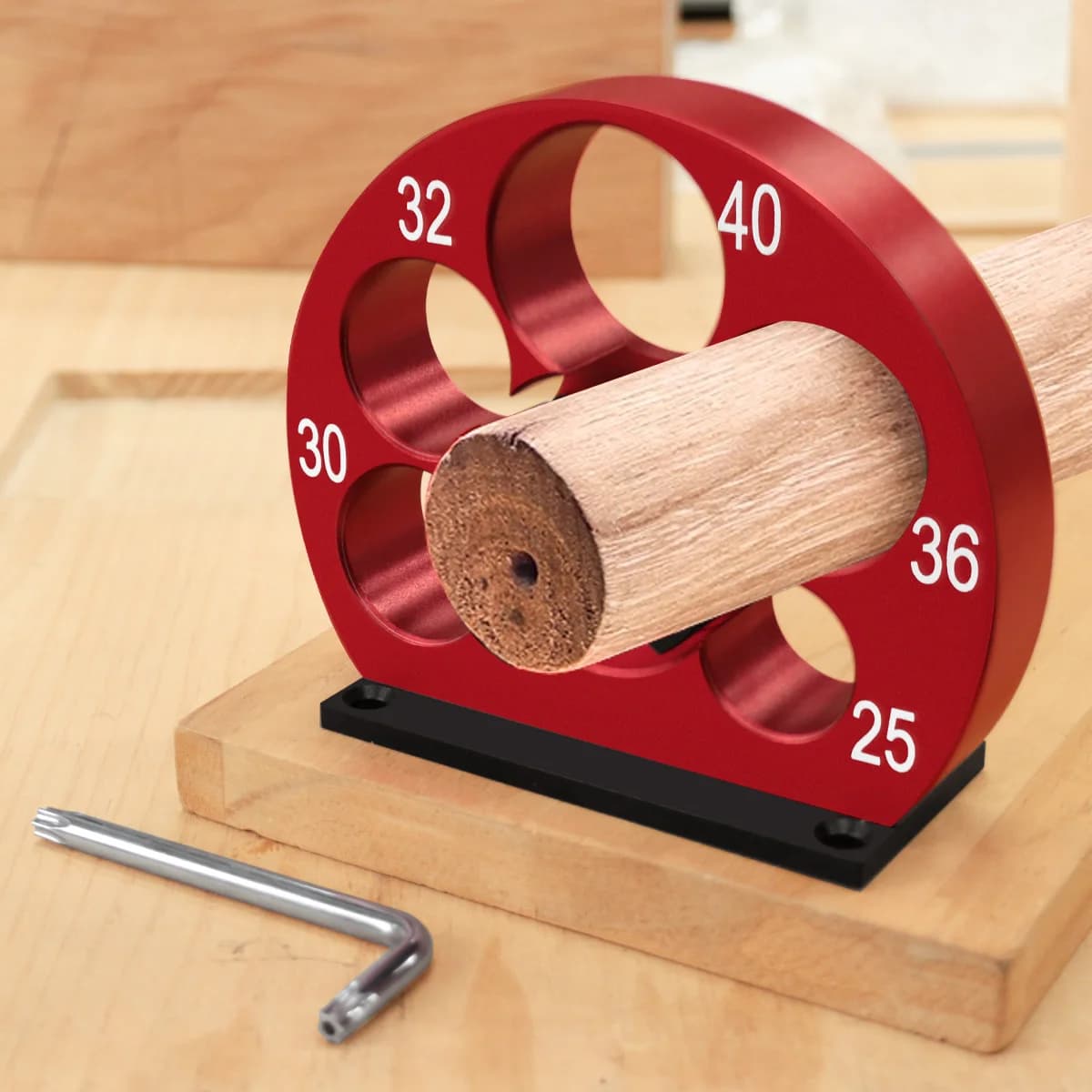 Justerbar dowelverktøy med 5 hull, 25-40 mm