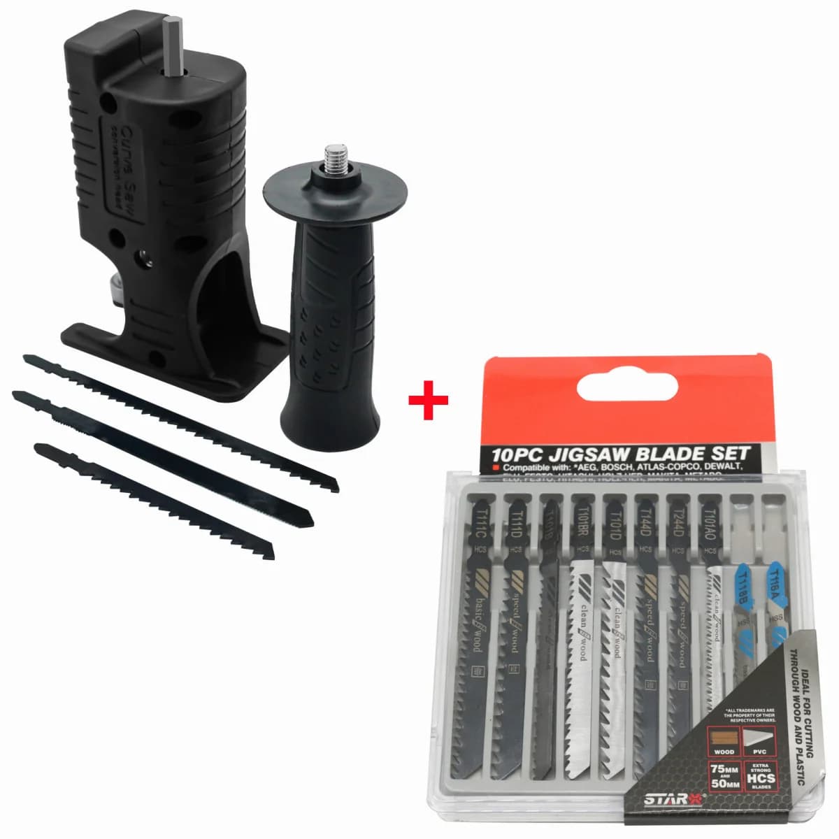 Bærbar stikksagadapter for drillmaskiner