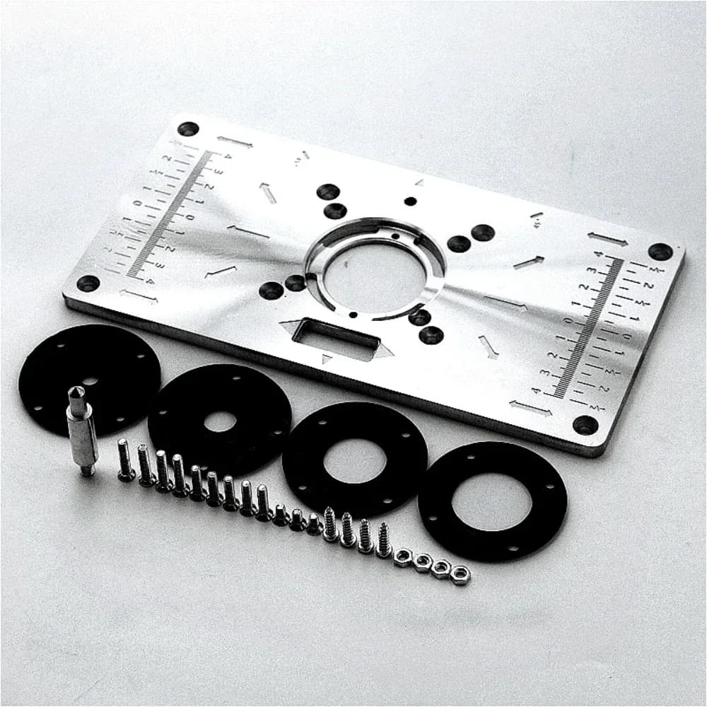 Innleggplate i aluminium for routerbord med ringer