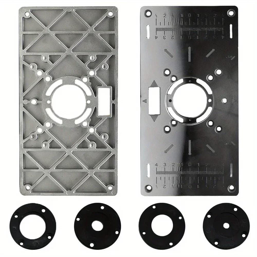 Innleggplate i aluminium for routerbord med ringer