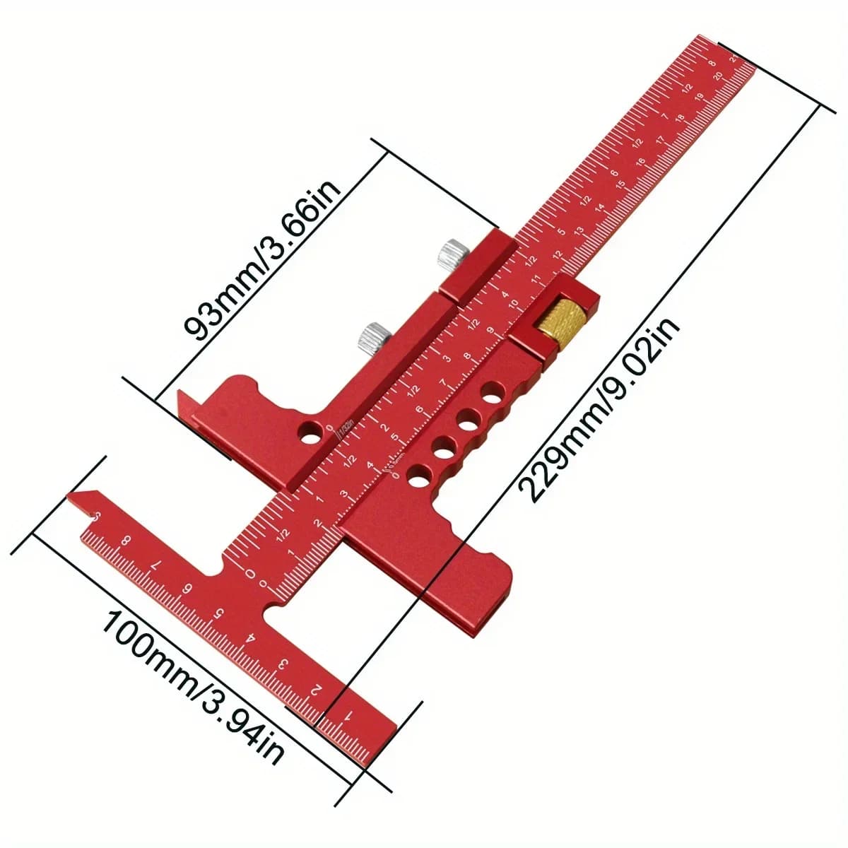 Justerbar aluminium T-vinkel med merkeLINEAL