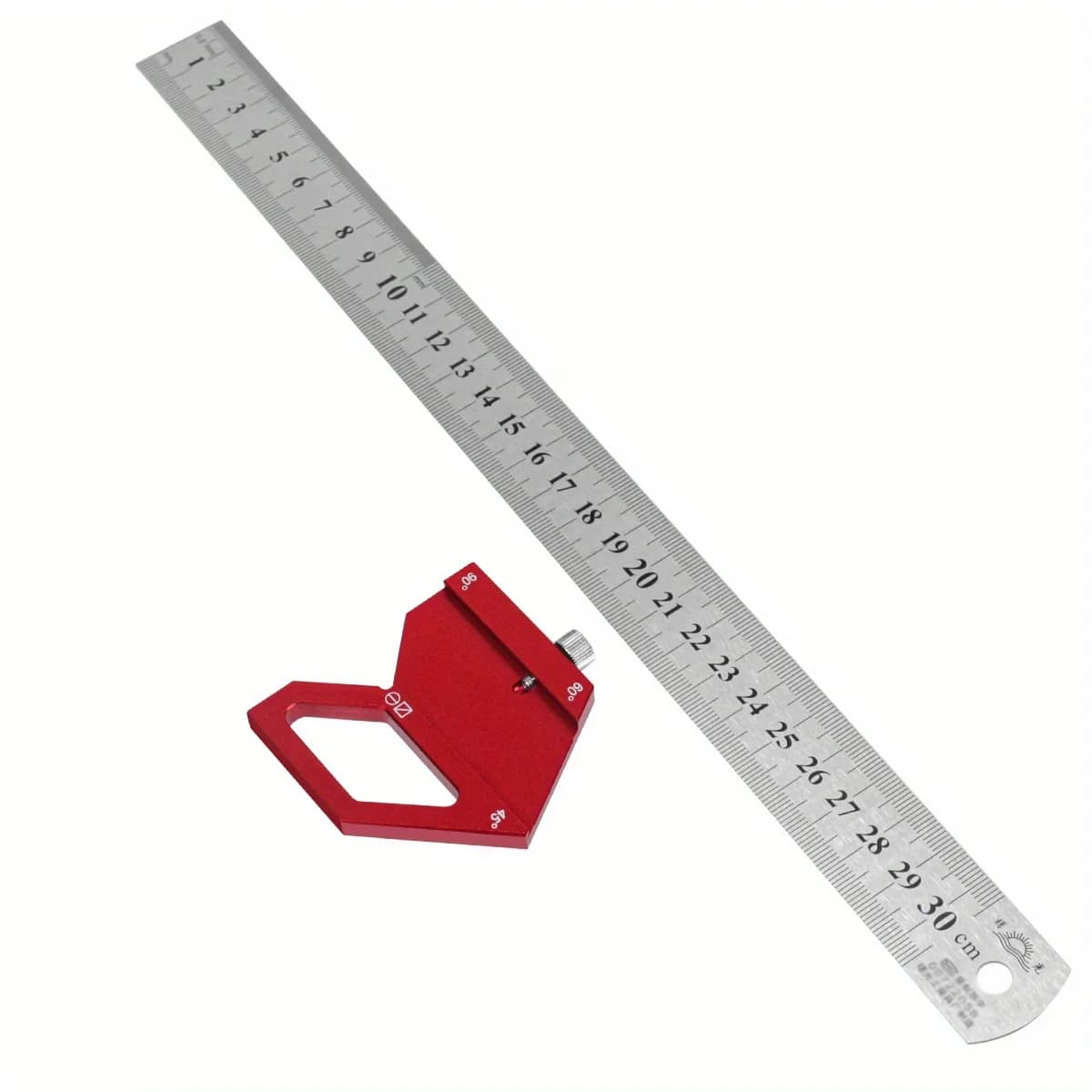Stål vinkelmåler med risslinjal 45/60/90 grader