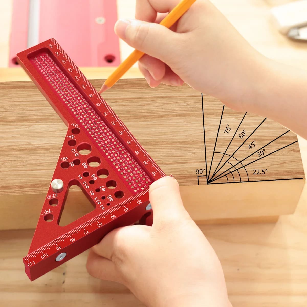 Forlenget 3D flervinkelmåler med dowel-pinne